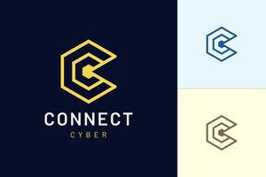 o logotipo da letra c com uma forma moderna representa conexão ou tecnologia vetor