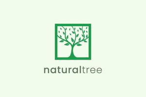 modelo de logotipo de árvore moderna simples em forma quadrada para negócios de natureza vetor