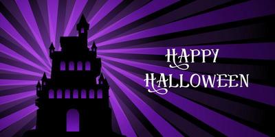 Banner de Halloween com castelo no design starburst vetor