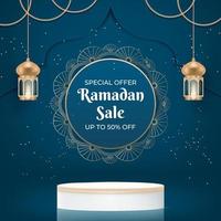 fundo de ramadan kareem com pódio. promoção de banner de venda do ramadã. vetor