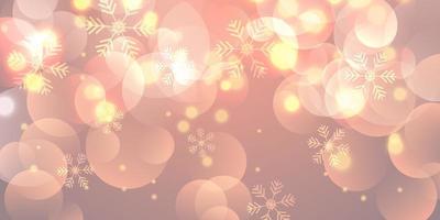 Banner de Natal com flocos de neve e luzes de bokeh vetor