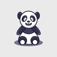 logotipo bonito do panda preto e design de ilustração vetor