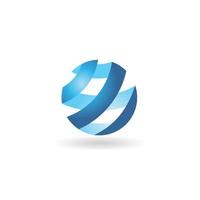um logotipo abstrato círculo moderno. um logotipo de forma redonda 3d em azul. vetor