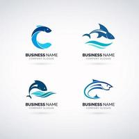 Conjunto de logotipo de peixe vetor