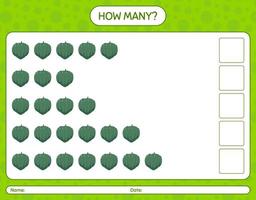 quantos jogo de contagem com abóbora bolota. planilha para crianças pré-escolares, folha de atividades para crianças, planilha para impressão vetor