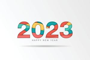 vetor 2023 em fundo de corte de papel. conceito de vetor de 2023. design de números festivos. conceito de vetor de letras 2023 eps 10