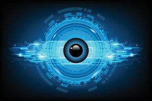 fundo de conceito de círculo de tecnologia futura de circuito cibernético de olho azul. ilustração vetorial vetor