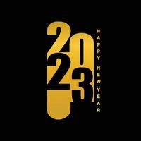 2023 feliz ano novo design elegante - ilustração vetorial de números de logotipo dourados 2023 em fundo preto - tipografia perfeita para 2023 salvar os designs de luxo de data e celebração de ano novo. vetor