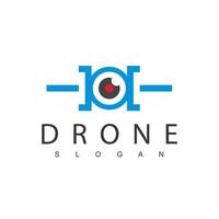 modelo de design de logotipo de drone, ícone de fotografia de lente vetor