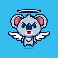 vetor premium de design de personagem de desenho animado de anjo coala fofo