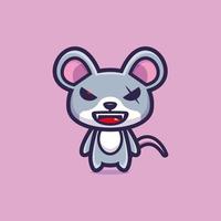 vetor premium de design de personagem de desenho animado de mascote de rato malvado
