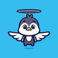 vetor premium de design de personagem de desenho animado de anjo pinguim fofo