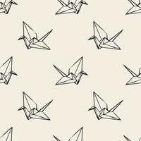Papel monocromático sem costura pássaro origami padrão de fundo vetor