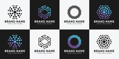 conjunto de design de logotipo de tecnologia com conceito criativo. inspiração, modelo de logotipo de ilustração. vetor premium