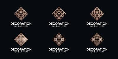 conjunto de modelo de design de logotipo de decoração com estilo de arte de linha e conceito criativo vetor