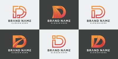 conjunto de letra inicial d do logotipo do monograma com estilo gradiente. vetor premium de modelo de logotipo
