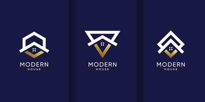 conjunto de modelo de design de logotipo de casa moderna para inspiração, ilustração com conceito criativo. vetor premium