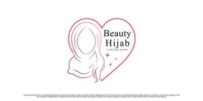 beleza hijab ou logotipo da loja hijab para mulher muçulmana com vetor premium de elemento criativo
