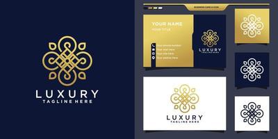 arte de linha de design de logotipo de luxo com cor de estilo dourado. logotipo elegante e design de cartão de visita. vetor premium