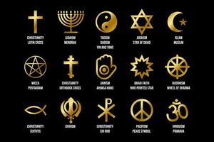 conjunto de sinais religiosos. ícones para religião fé