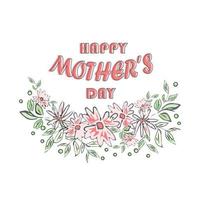 cartão de dia das mães com flores cor de rosa. modelo de cartaz ou banner. vetor