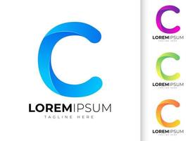 modelo de design de logotipo letra c. tipografia criativa moderna moderna c e gradiente colorido vetor