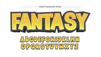 tipografia de desenho 3d amarelo com contorno preto