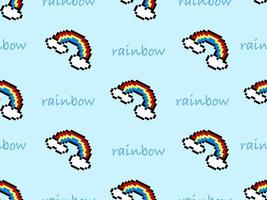 padrão perfeito de personagem de desenho animado arco-íris no estilo de fundo azul.pixel vetor