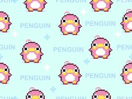 padrão perfeito de personagem de desenho animado de pinguim em estilo de fundo azul.pixel vetor