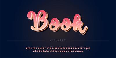 Tema elegante cor de rosa dourada conjunto de alfabeto 3D em negrito vetor