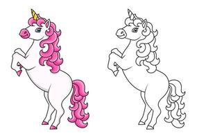 unicórnio fofo. cavalo mágico de fadas. página do livro para colorir para crianças. estilo de desenho animado. ilustração vetorial isolada no fundo branco. vetor