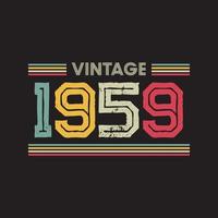 design de camiseta retrô vintage de 1959, vetor, fundo preto vetor