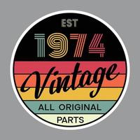 vetor de design de camiseta retrô vintage de 1974