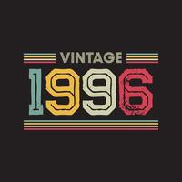 design de camiseta retrô vintage de 1996, vetor, fundo preto vetor