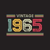 design de camiseta retrô vintage de 1965, vetor, fundo preto vetor