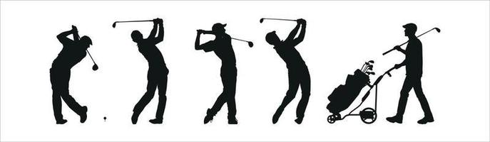 coleção de silhuetas de vetor de jogadores de golfe