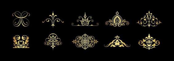 elementos de design caligráfico de ouro vetor eps 10