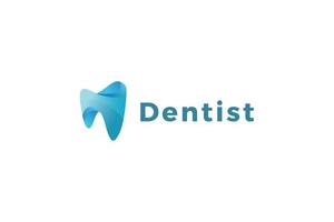 cuidados dentários logotipo médico moderno de cor azul vetor