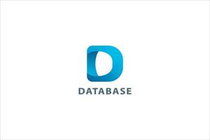 letra d cor azul 3d logotipo de banco de dados moderno criativo vetor