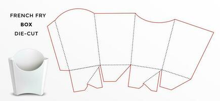 Modelo de corte e vinco de embalagem em caixa de fritada francesa vetor