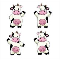 conjunto de desenhos animados de vaca fofa vetor