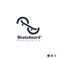 design de vetor de logotipo de comunidade de skate