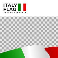 ilustração em vetor da bandeira da Itália com fundo transparente. modelo de vetor de bandeira do país.