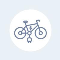 ícone de linha de bicicleta elétrica isolado em branco, ilustração vetorial vetor