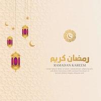 fundo de padrão de luxo branco islâmico ramadan kareem com lanternas ornamentais vetor