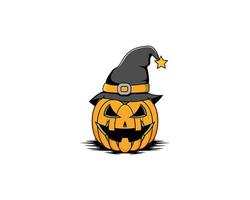 abóbora de halloween use logotipo de ilustração de chapéu de bruxa vetor