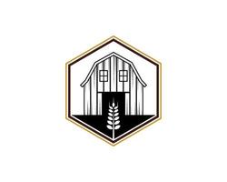 fazenda de celeiro no logotipo do hexágono vetor