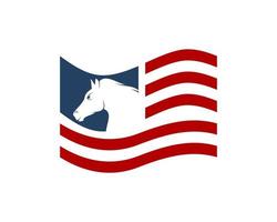 tremular bandeira americana com cabeça de cavalo dentro