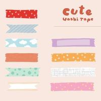 linda tinta washi tape kawaii desenhada à mão vetor