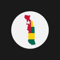 silhueta do mapa de togo com bandeira no fundo branco vetor